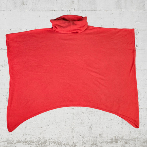 N Peal Coral Orange Cashmere Turtleneck Poncho Shawl Luxury Sweater One Size - Picture 7 of 7